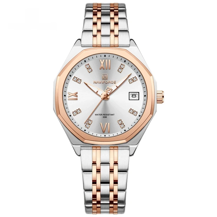 ساعت مچی عقربه‌ای زنانه نیوی فورس مدل NF5052 S/W/RG