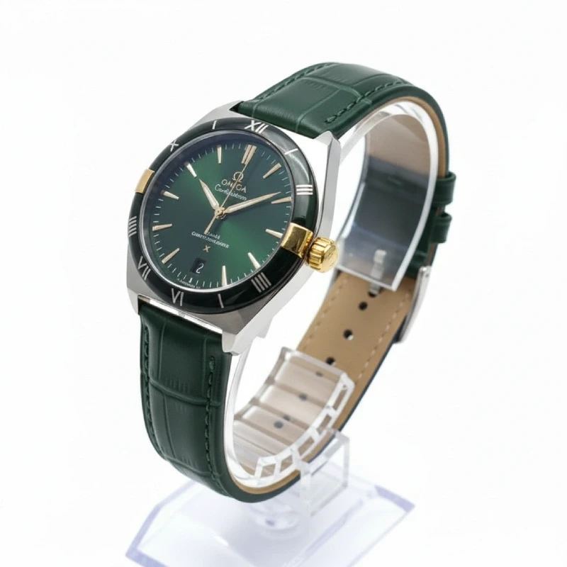 ساعت مچی مردانه امگا کانسلیشن بند چرمی سبز